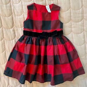 Christmas Baby Plaid Dress with Bow, 18M